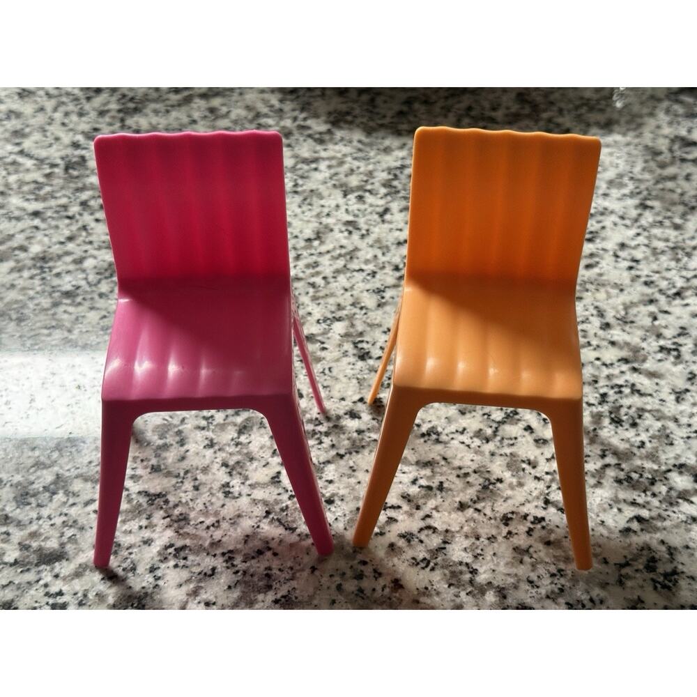 2018 Barbie Malibu House Replacement Dining Chairs Lot of 2 Pink And orange